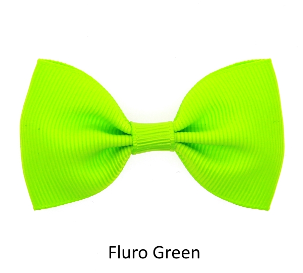 fluro green baby girl hair clips mini bow