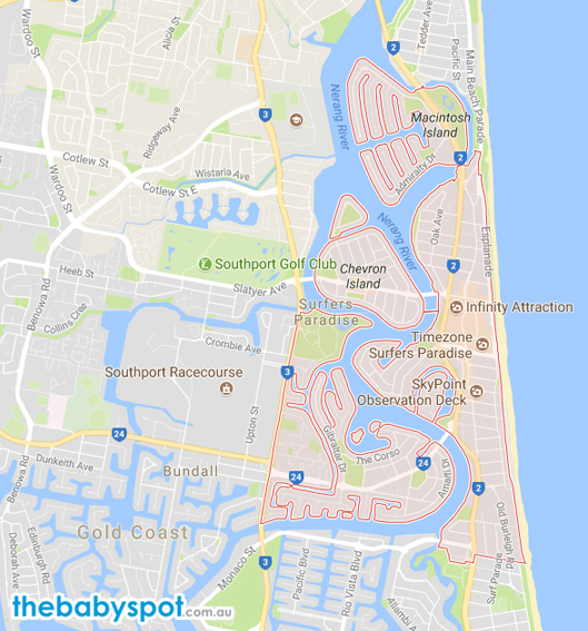 Map Of Surfers Paradise 